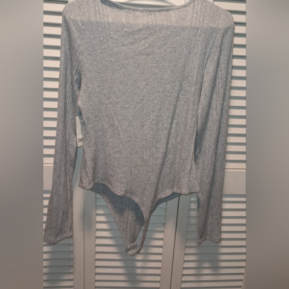 Bar III Light Gray Ribbed Bodysuit